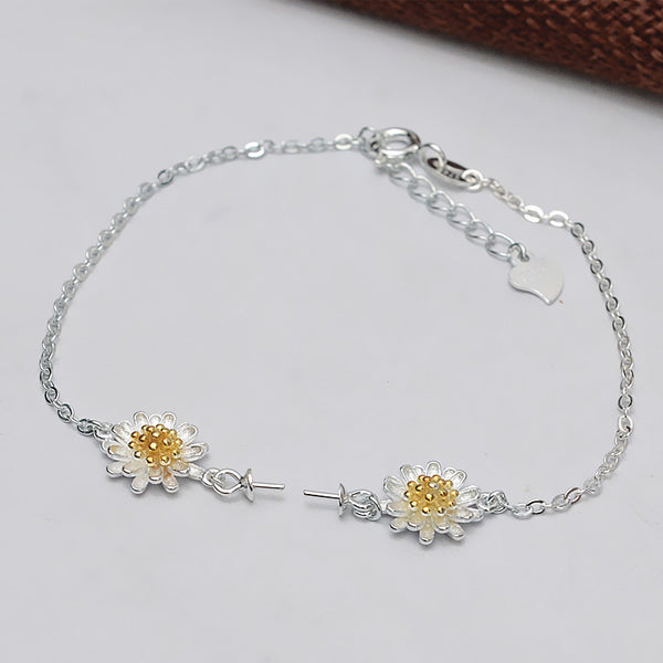 S925 Sterling Silver Daisy Bracelet pearl holder