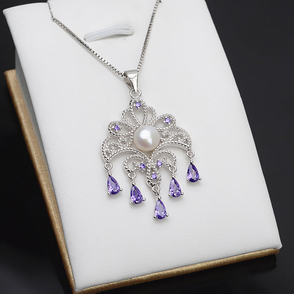 S925 Sterling Silver Court Style pendant/Necklace with S925 chain (Do Not include pearl)