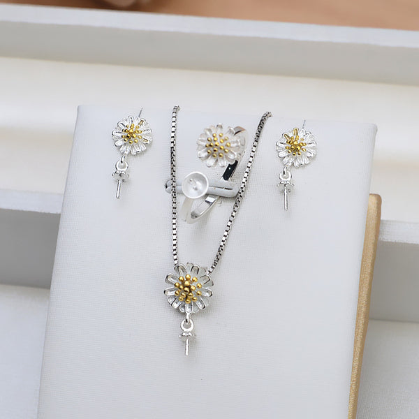 S925 Sterling Silver Daisy Accessory Pearl Holder set (Doesn't include pearl)