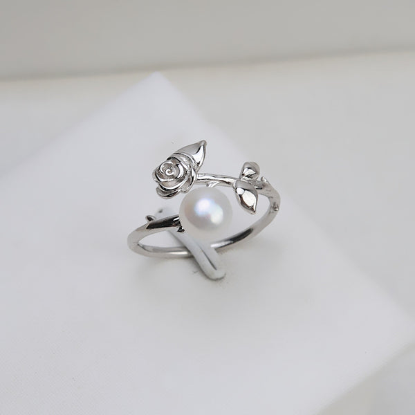 S925 Sterling silver Adjustable Rose Wing Ring holder