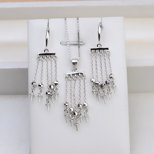 S925 Sterling Silver Tassels Accessory Pearl Holder set (Doesn't include pearl)