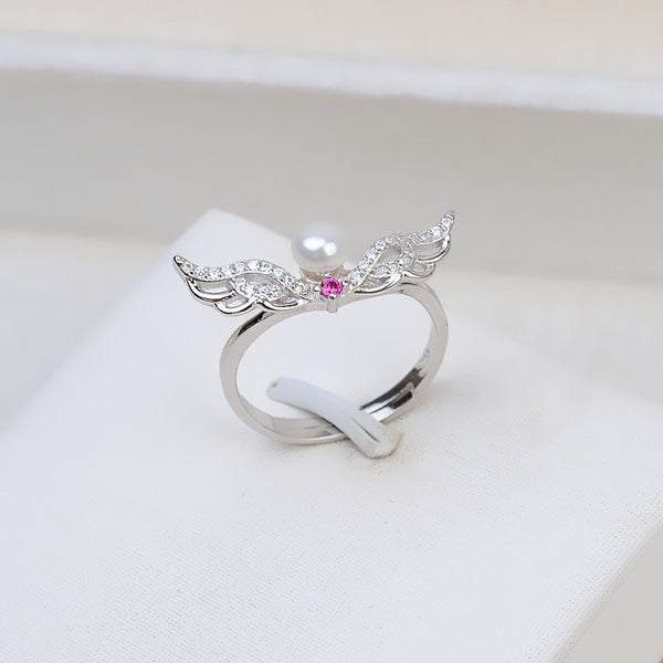 S925 Sterling silver Adjustable Angel Wing Ring holder