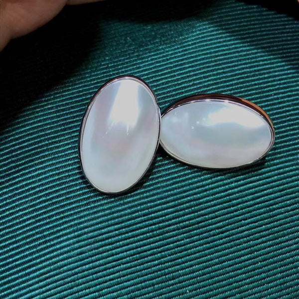 S925 sterling silver pin Indonesia Mabe sea water pearls earring studs