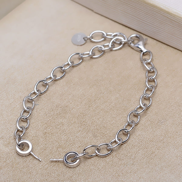S925 Sterling Silver Thick Chain Bracelet pearl holder