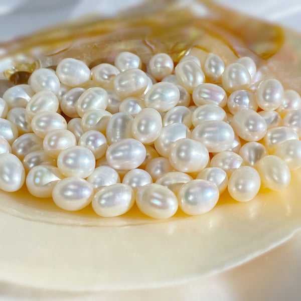 Rice shaped Loose pearl 8-9mm AAA 50 pics(White)(drilled or no drilled) - pearlsclam