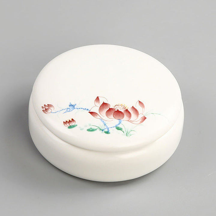 Chinoiserie Traditional Chinese Painting Porcelain Ceramic Jar SET (jewelry box/makeup box) - pearlsclam