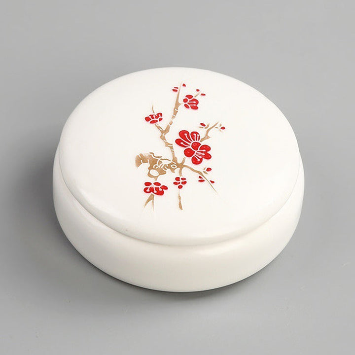 Chinoiserie Traditional Chinese Painting Porcelain Ceramic Jar SET (jewelry box/makeup box) - pearlsclam