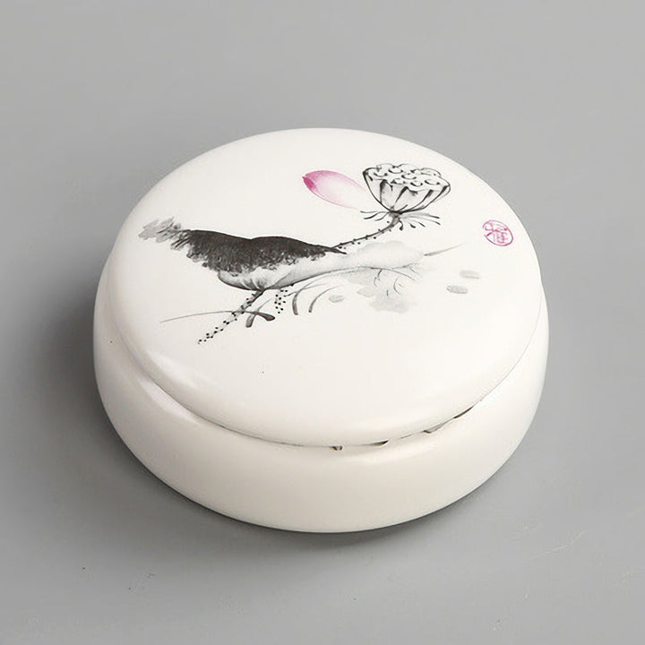 Chinoiserie Traditional Chinese Painting Porcelain Ceramic Jar SET (jewelry box/makeup box) - pearlsclam