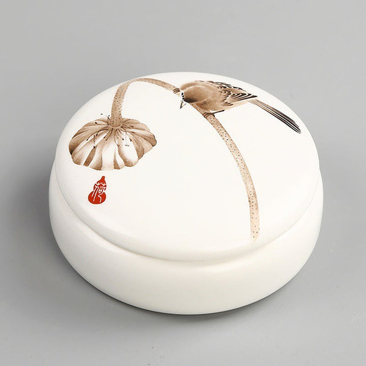 Chinoiserie Traditional Chinese Painting Porcelain Ceramic Jar SET (jewelry box/makeup box) - pearlsclam